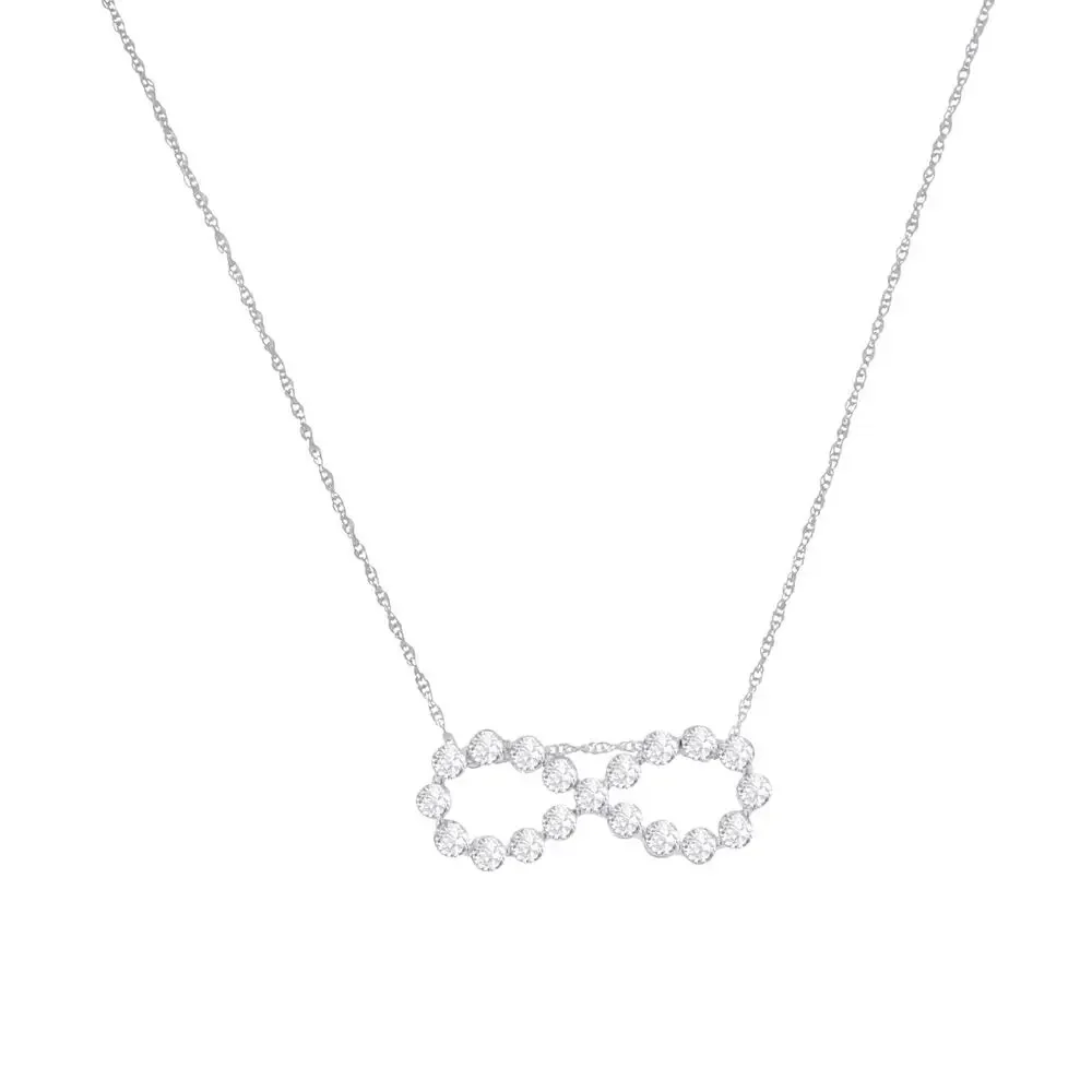 Haus of Brilliance Sterling Silver and Diamond Infinity Pendant Necklace